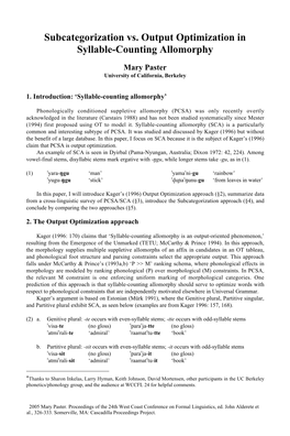 Subcategorization Vs. Output Optimization in Syllable-Counting Allomorphy