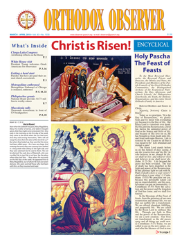 Christ Is Risen! ENCYCLICAL Clergy-Laity Congress Archbishop Reflects on the Theme P