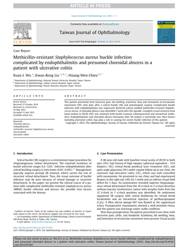 Methicillin-Resistant Staphylococcus Aureus Buckle Infection Complicated by Endophthalmitis and Presumed Choroidal Abscess in a Patient with Ulcerative Colitis