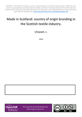 Country of Origin Branding in the Scottish Textile Industry. in Miller, M