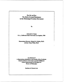 Eye for an Eye: the Role of Armed Resistance in the Mississippi Freedom Movement