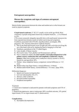 Entrapment Neuropathies