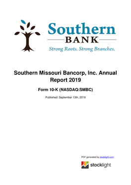 Southern Missouri Bancorp, Inc. Annual Report 2019
