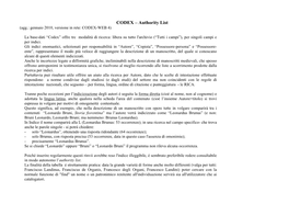 CODEX – Authority List (Agg.: Gennaio 2010, Versione in Rete: CODEX-WEB 4)