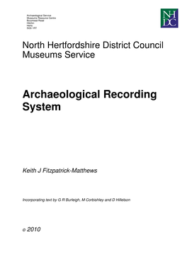 Archaeological Recording System