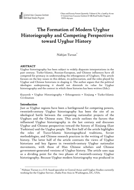 The Formation of Modern Uyghur Historiography and Competing Perspectives Toward Uyghur History