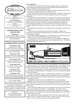 Southampton Canal Society Newsletter