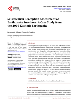 A Case Study from the 2005 Kashmir Earthquake