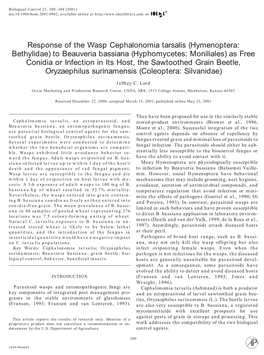 Response of the Wasp Cephalonomia Tarsalis (Hymenoptera: Bethylidae)