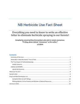 NB Herbicide Use Fact Sheet