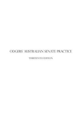 Odgers' Australian Senate Practice / Edited by Harry Evans and Rosemary Laing