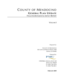 General Plan Update February 2009 Final Environmental Impact Report I 1.0 INTRODUCTION 1.0 INTRODUCTION