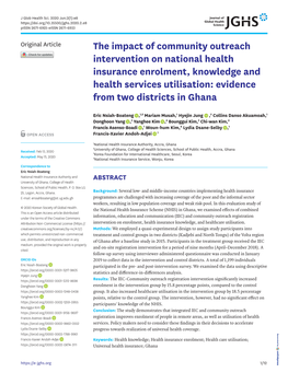 The Impact of Community Outreach Intervention on National Health Insurance Enrolment, Knowledge and Health Services Utilisation: Evidence from Two Districts in Ghana