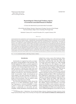 Bacteriological, Clinical and Virulence Aspects of Aeromonas-Associated Diseases in Humans