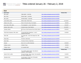 Titles Ordered January 26 - February 2, 2018