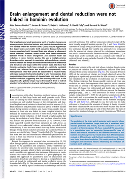 Brain Enlargement and Dental Reduction Were Not Linked in Hominin Evolution