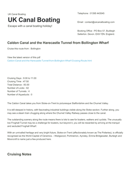Caldon Canal and the Harecastle Tunnel from Bollington Wharf | UK Canal Boating