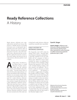 Ready Reference Collections a History