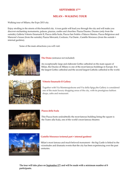 September 17Th Milan ‒ Walking Tour