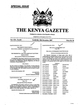 THE KENYA GAZETTE Published by Authority of the Republic of Kenya