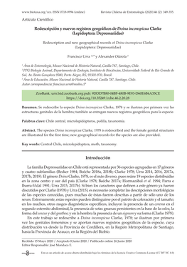 Redescripción Y Nuevos Registros Geográficos De Doina Inconspicua Clarke (Lepidoptera: Depressariidae)