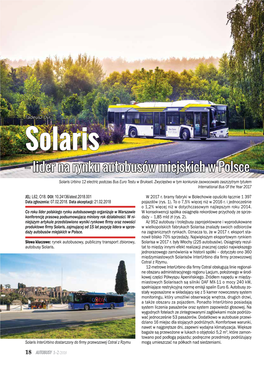 Solaris – Lider Na Rynku Autobusów Miejskich W Polsce Solaris Urbino 12 Electric Podczas Bus Euro Testu W Brukseli