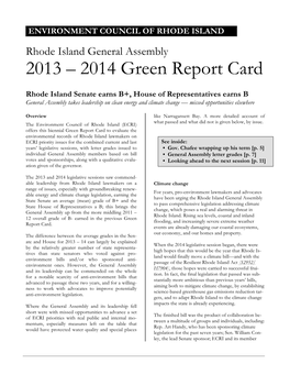 2013 – 2014 Green Report Card