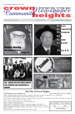 Horav Hatomim Reb Noson Gurary Page