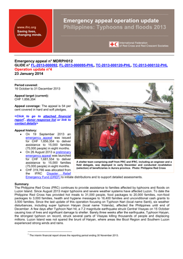 Emergency Appeal Operation Update Philippines: Typhoons and Floods 2013