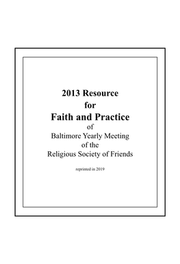 Faith and Practice of Baltimore Yearly Meeting of the Religious Society of Friends