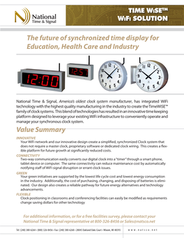 The Future of Synchronized Time Display for Education, Health Care and Industry