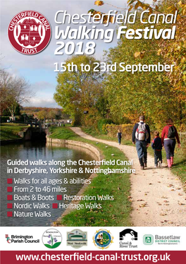 Chesterfield Canal Walking Festival 2018 15Th to 23Rd September