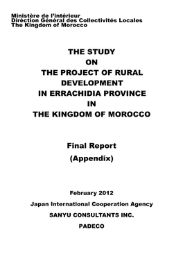 The Study on the Project of Rural Development in Errachidia Province in the Kingdom of Morocco