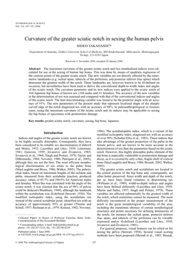 Curvature of the Greater Sciatic Notch in Sexing the Human Pelvis HIDEO TAKAHASHI1*