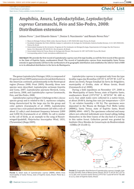 Amphibia, Anura, Leptodactylidae, Leptodactylus Cupreus Caramaschi, Feio and São-Pedro, 2008: Istributio D