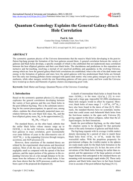 Quantum Cosmology Explains the General Galaxy-Black Hole Correlation