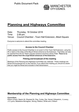 (Public Pack)Agenda Document for Planning and Highways Committee