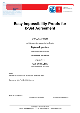 Easy Impossibility Proofs for K-Set Agreement