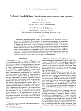 Mn'humites from Bald Knob, North Carolina: Mineralogy and Phaseequilibriat