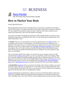 The Huffington Post : How to Market Your Book