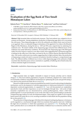 Evaluation of the Egg Bank of Two Small Himalayan Lakes