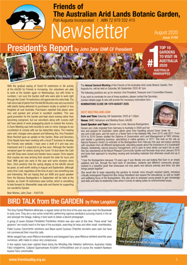 Newsletter Issue #186 President's Report by John Zwar OAM CF President