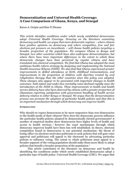 A Case Comparison of Ghana, Kenya, and Senegal