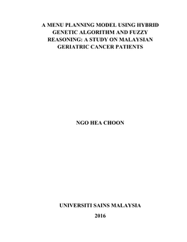 A Menu Planning Model Using Hybrid Genetic Algorithm and Fuzzy Reasoning: a Study on Malaysian Geriatric Cancer Patients