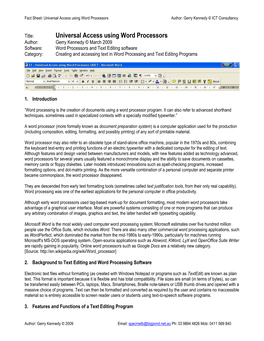 Word Processors Author: Gerry Kennedy © ICT Consultancy