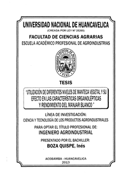 Facultad De Ciencias Agrarias ; Escuela Academico Profesional De Agroindustrias