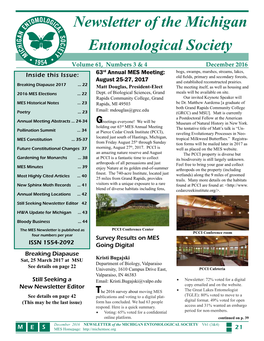 Newsletter of the Michigan Entomological Society