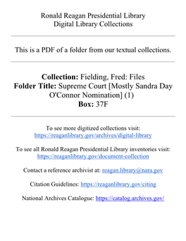 Supreme Court [Mostly Sandra Day O'connor Nomination] (1) Box: 37F