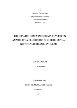 Principatus Döneminde Roma Devletinin Anadolu'da