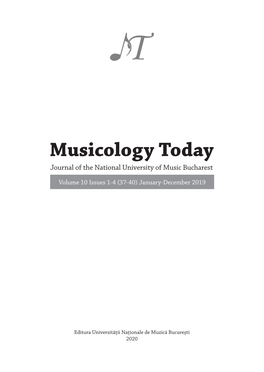 Musicology Today Journal of the National University of Music Bucharest